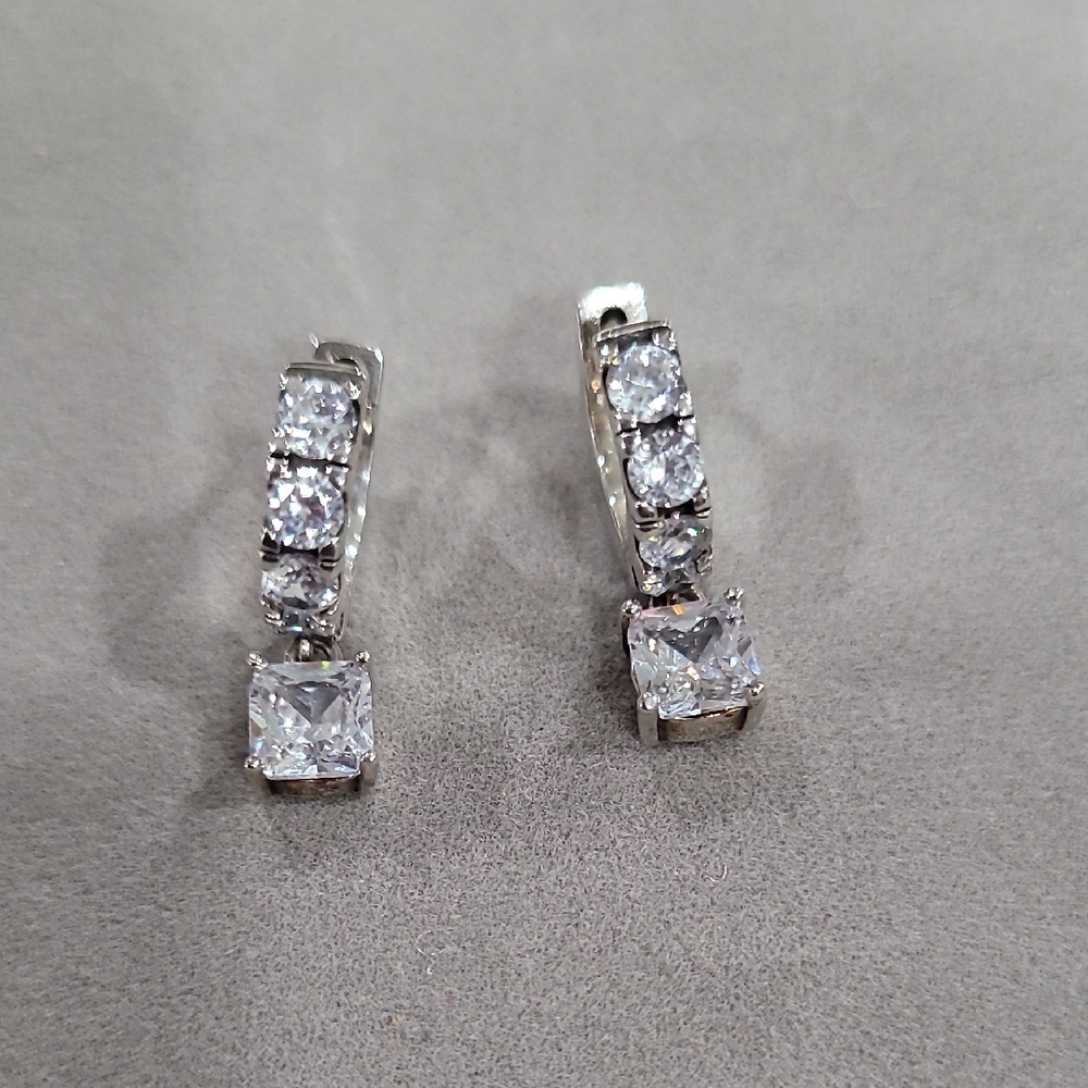 Pandora Silver Drop Huggie Earrings